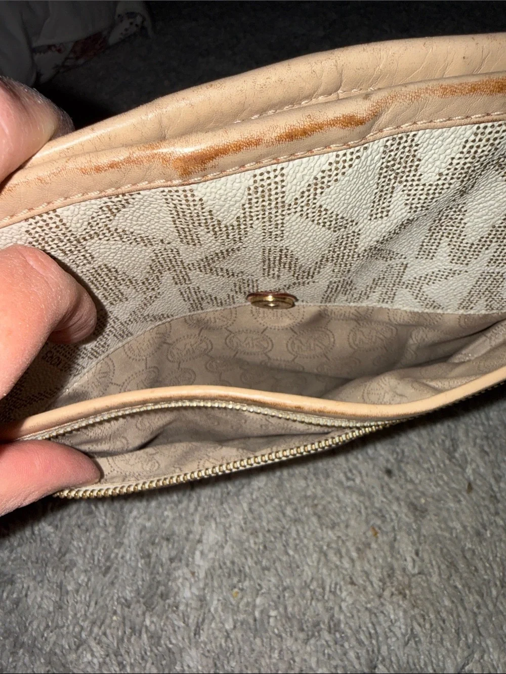 Michael Kors Beige/Tan Signature MK Crossbody Bag